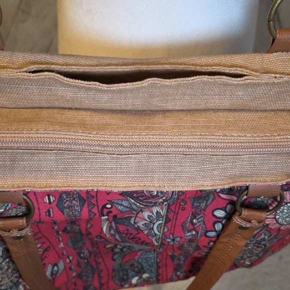 Sakroots Red and Tan Floral Tote Bag - Picture 9 of 13